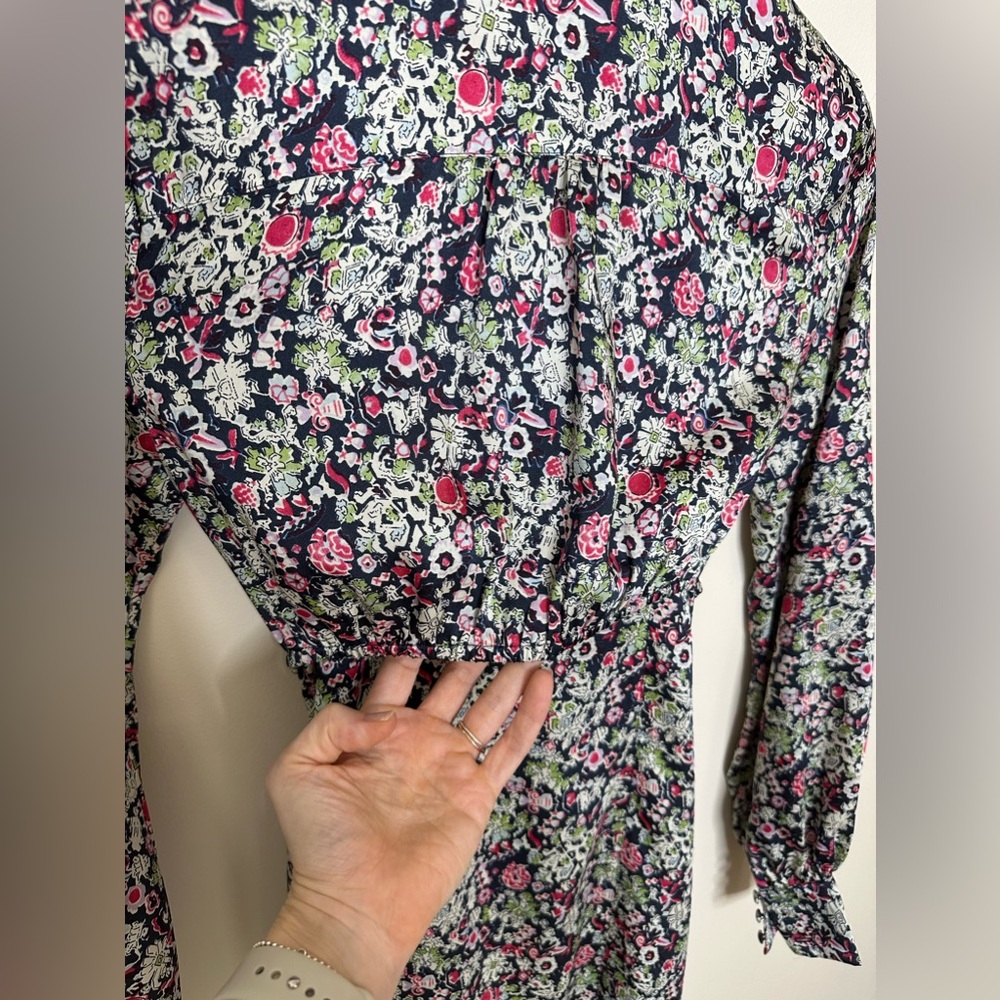 Cinq a Sept - Quin Floral Tie Midi Dress - size 6 - Layered Look, long Sleeve - Picture 10 of 15